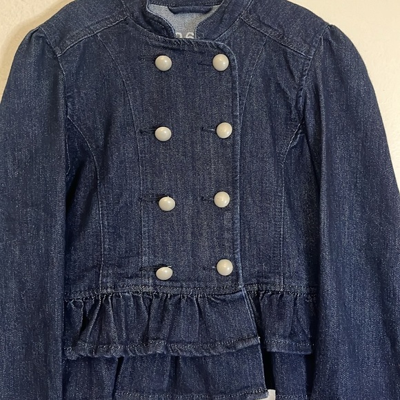 Gap Kids Girls Denim peplum jacket Sz Medium Military style - Picture 3 of 9